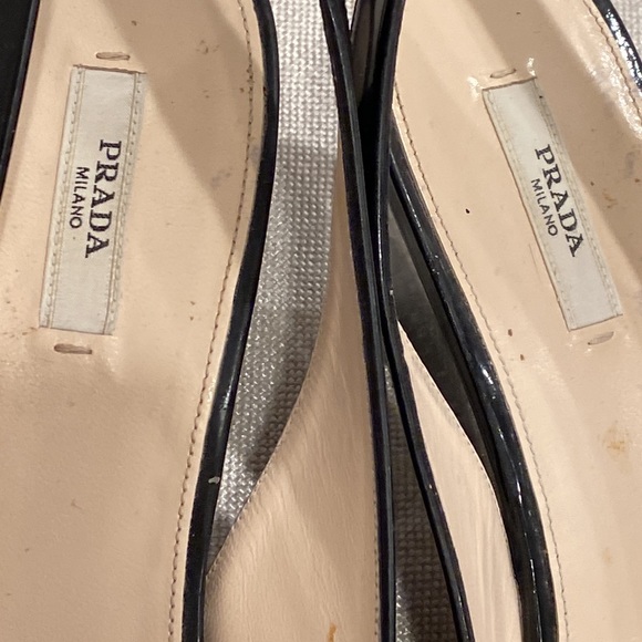 PRADA SLING BACK SANDALS BLACK PATENT MADE IN ITALY SIZE 41.5 - Picture 11 of 16